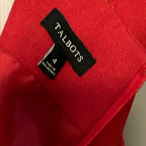 Talbots size 4 women’s below the knee dress color red and black short sleeves - Picture 6 of 8